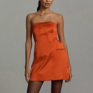 Elegant Red Orange Strapless Dress